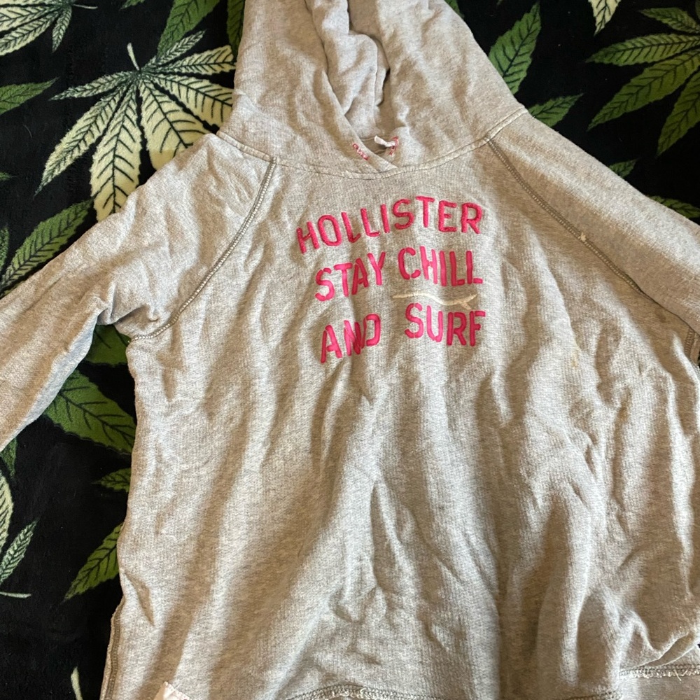 Hollister Gray Hoodie with Pink Accents